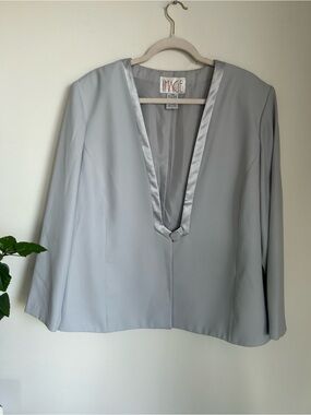 Vintage Image gray satin-trim blazer